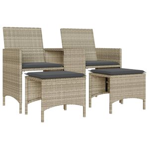 vidaXL 2-os. sofa ogrodowa ze stolikiem i stołkami, jasnoszara