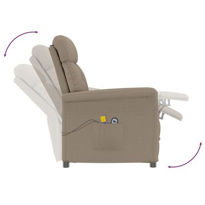 vidaXL Elektryczny fotel masujący, rozkładany, kolor taupe, ekozamsz