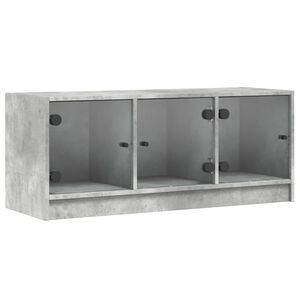 vidaXL Szafka TV ze szklanymi drzwiami, szarość betonu, 102x37x42 cm