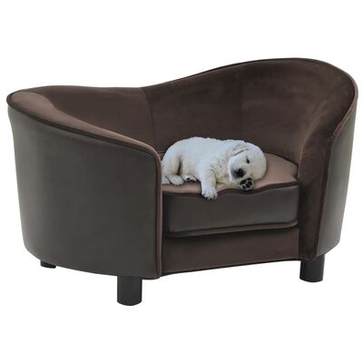 vidaXL Sofa dla psa, brązowa, 69x49x40 cm, plusz i sztuczna skóra