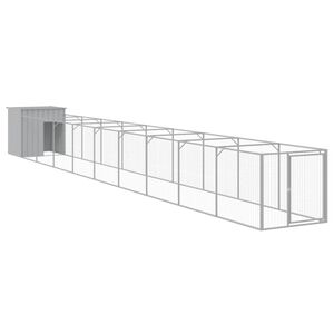 vidaXL Buda dla psa, z wybiegiem, jasnoszara, 110x1017x110 cm, stal