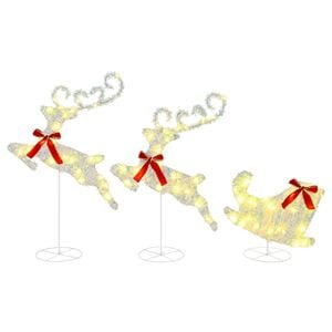 vidaXL Świąteczny renifer z saniami 3 szt. 72 LED Ciepła biel