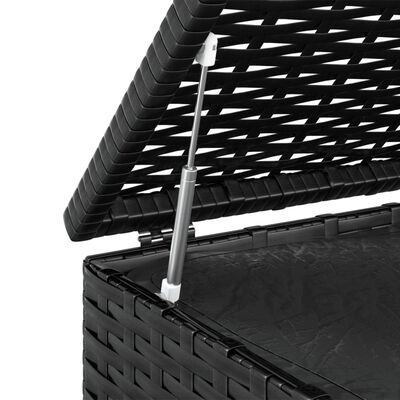 vidaXL Skrzynia na poduszki ogrodowe rattan PE 100x49x103,5 cm, czarna