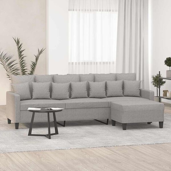 vidaXL 3-osobowa sofa z podn&oacute;żkiem, jasnoszary, 210 cm, tkaniną