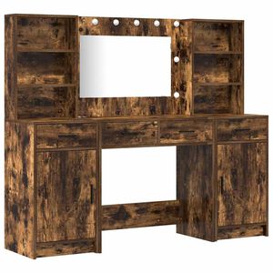 vidaXL Zestaw toaletowy z LED z szufladą z p&oacute;łką 3 pcs Dąb wędzony