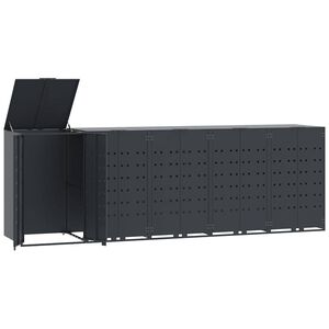 vidaXL Obudowa na 5 koszy na śmieci, antracytowa, 345x79x117 cm