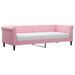 vidaXL Sofa z materacem do spania, r&oacute;żowa, 80x200 cm, aksamit
