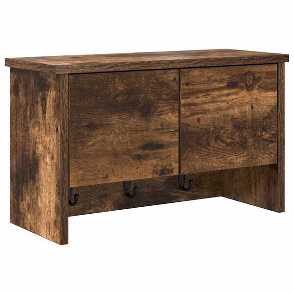 vidaXL Wieszak na płaszcze montowany na ścianie z p&oacute;łką Dąb wędzony