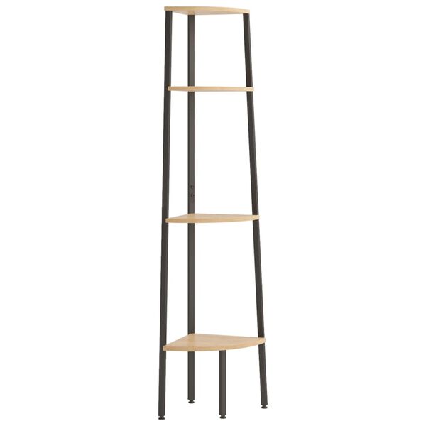 vidaXL P&oacute;łka narożna 4-poziomowa jasnobrązowa i czarna 45,5x31,5x150 cm