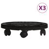 vidaXL Podstawki pod donicę, z k&oacute;łkami, 3 szt., 30 cm, czarne, 170 kg