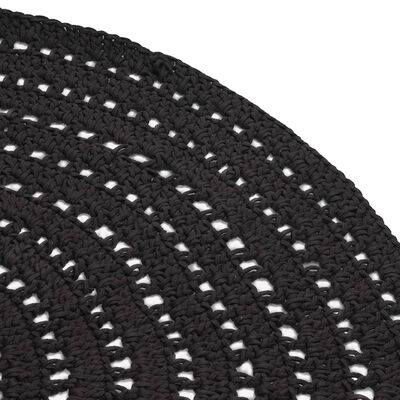 LABEL51 Pleciony dywanik, bawełniany, okrągły, 150 cm, czarny