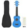 vidaXL Ukulele sopranowe z pokrowcem, dla dzieci, niebieskie, 21"