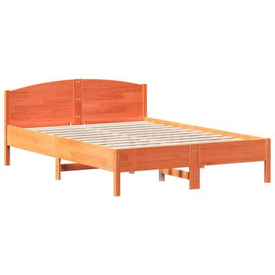 vidaXL Rama łóżka z wezgłowiem, woskowy brąz, 160x200 cm, sosnowa