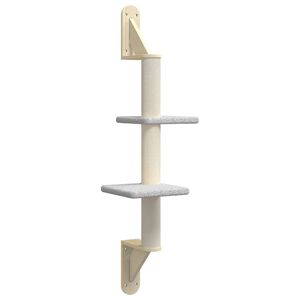 vidaXL Ścienne drzewko dla kota z drapakiem, jasnoszare, 108 cm