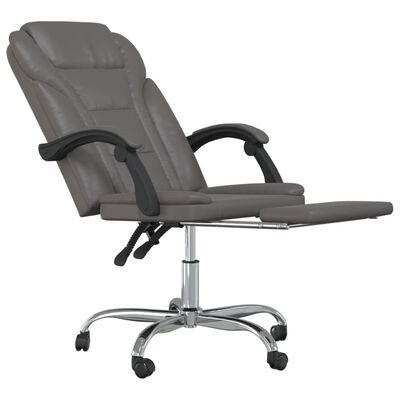 vidaXL Rozkładany fotel biurowy, szary, sztuczna skóra