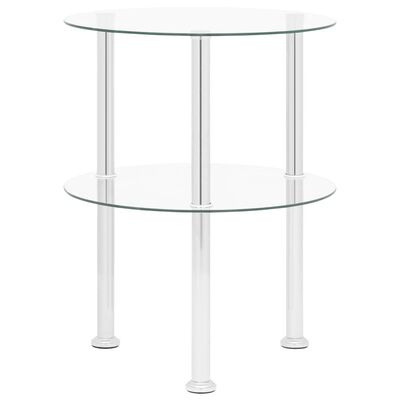 vidaXL 2-poziomowy stolik, 38 cm, przezroczyste szkło hartowane