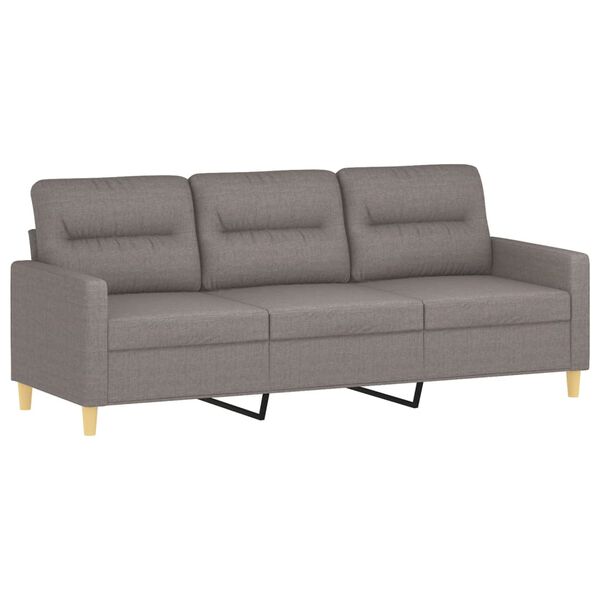 vidaXL 3-osobowa sofa z poduszkami, kolor taupe, 180 cm, tkanina