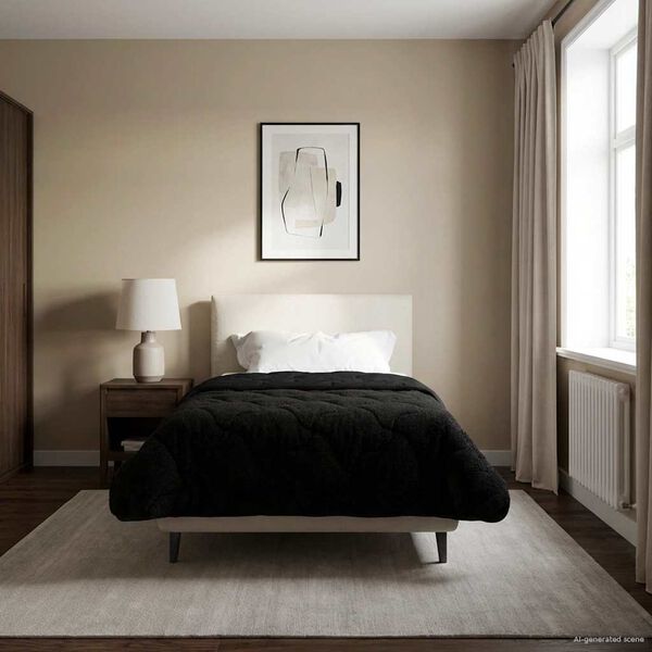 vidaXL Kołdra na cały rok Kwiłtowany Czarny 135 x 220 cm