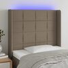 vidaXL Zagł&oacute;wek do ł&oacute;żka z LED, taupe, 103x16x118/128 cm, tkanina
