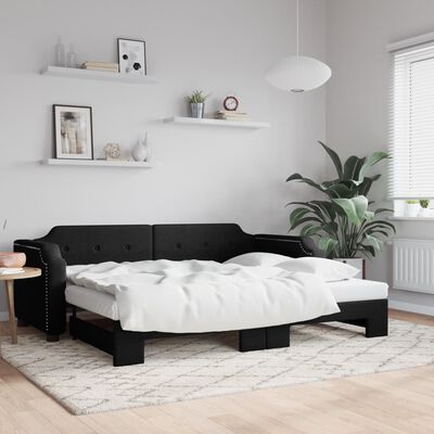 vidaXL Sofa rozsuwana, czarna, 90x190 cm, tkanina