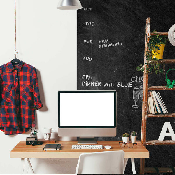 WALPLUS Samoprzylepna tablica kredowa, 200 x 45 cm, czarna