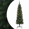 vidaXL Sztuczna wąska choinka z bombkami 210 cm 300 LED Ciepła biel