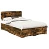 vidaXL Ramka ł&oacute;żka Dąb wędzony 135 x 190 cm Drewno inżynieryjne