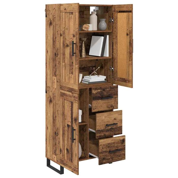 vidaXL Highboard z szufladą Stare drewno 69,5 x 34 x 180 cm