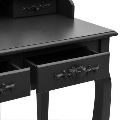 vidaXL Toaletka ze stołkiem, czarna, 75x69x140 cm, drewno paulowni