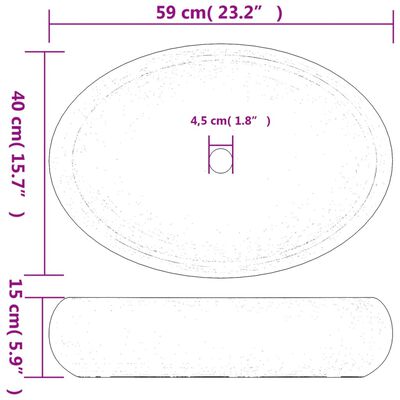 vidaXL Umywalka nablatowa, brązowa, owalna, 59x40x15 cm, ceramiczna