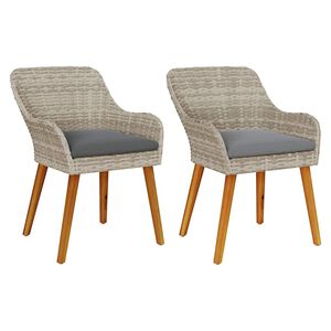 vidaXL Krzesło Ogrodowe 2 pcs Jasnoszary 62,5 x 55 x 82 cm polirattan