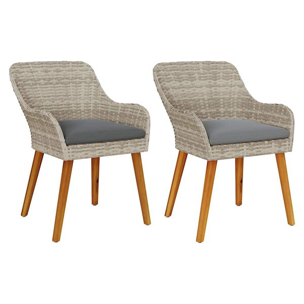 vidaXL Krzesło Ogrodowe 2 pcs Jasnoszary 62,5 x 55 x 82 cm polirattan
