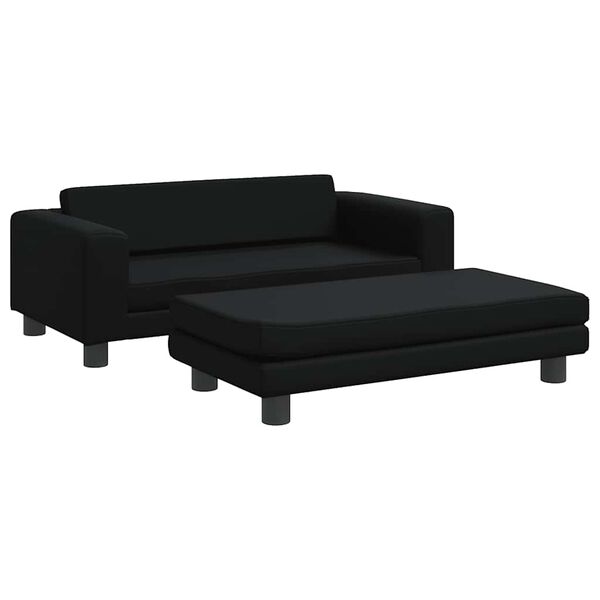 vidaXL Sofa dziecięca z podn&oacute;żkiem, czarna, 100x50x30 cm, ekosk&oacute;ra