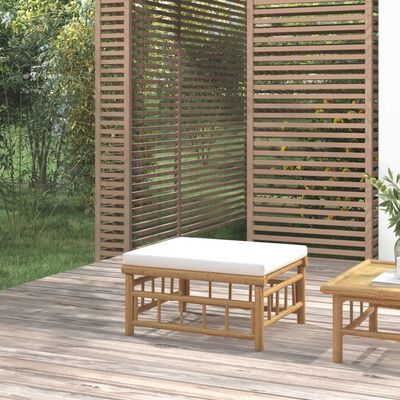 vidaXL Podnóżek ogrodowy, kremowa poduszka, bambusowy