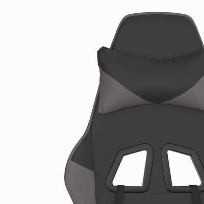 vidaXL Masujący fotel gamingowy z podnóżkiem, czarno-szary