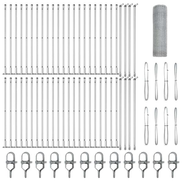 vidaXL Słupek ogrodzeniowy. Srebrny 100 x 1 m (siatka 13 mm) Stal