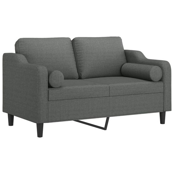 vidaXL 2-osobowa sofa z poduszkami, ciemnoszara, 120 cm, tkanina