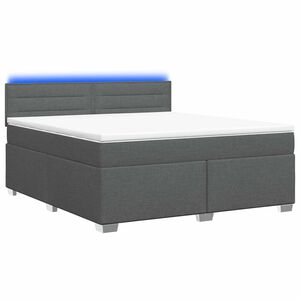 vidaXL Ł&oacute;żko Box Spring z materacem i LED ciemnoszary 160 x 200 cm