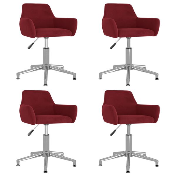 vidaXL Obrotowe krzesła stołowe, 4 szt., winna czerwień, aksamitne
