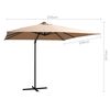 vidaXL Parasol wiszący z LED i stalowym słupkiem, 250x250 cm, taupe