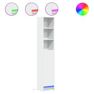 vidaXL Szafka z LED, biała, 36x32,5x200 cm, materiał drewnopochodny
