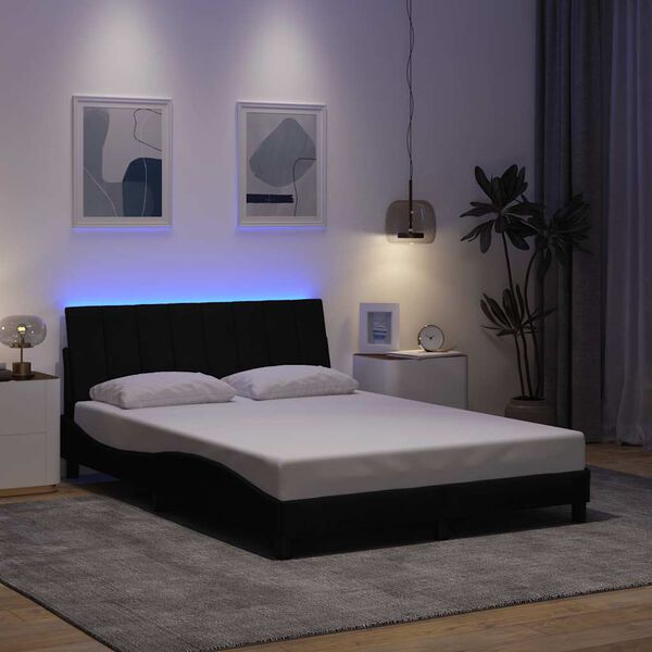 vidaXL Rama ł&oacute;żka bez materaca, Hanko, czarna, 120x200 cm, obita tkaniną