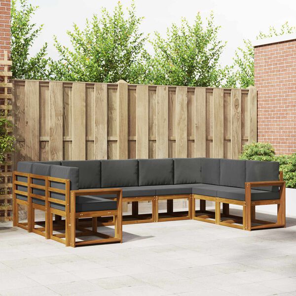 vidaXL Zestaw sof na zewnątrz z poduszką 9 pcs Naturalny i Antracytowy