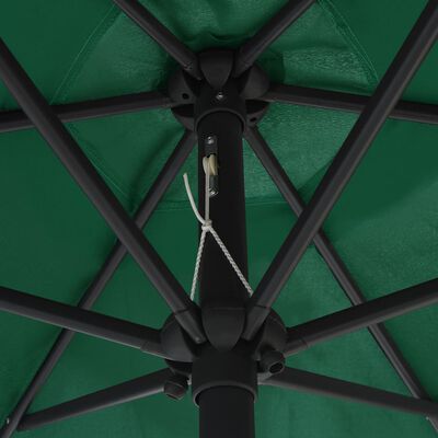 vidaXL Parasol ogrodowy z LED i aluminiowym słupkiem, 270 cm, zielony