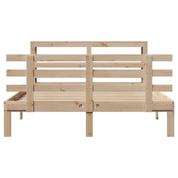 vidaXL Rama łóżka z wezgłowiem, 150x200 cm, lite drewno sosnowe
