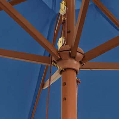 vidaXL Parasol ogrodowy na drewnianym słupku, lazurowy, 299x240 cm