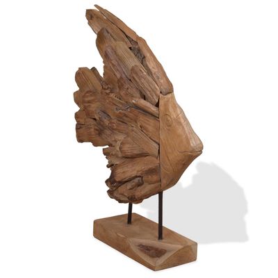 vidaXL Rzeźba ryby, drewno tekowe, 40 x 12 x 57 cm