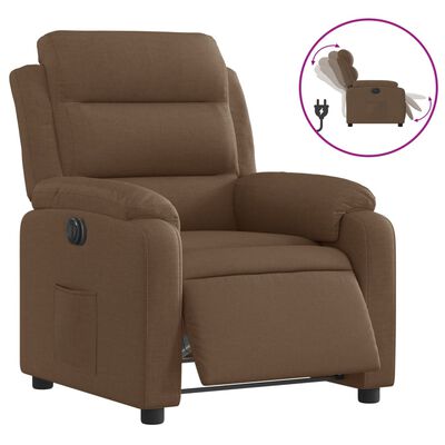 vidaXL Elektryczny fotel rozkładany, brązowy, obity tkaniną