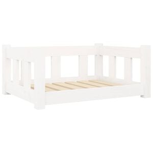 vidaXL Legowisko dla psa, białe, 65,5x50,5x28 cm, lite drewno sosnowe