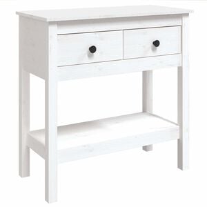 vidaXL Stolik konsolowy, biały, 75x35x75 cm, lite drewno sosnowe